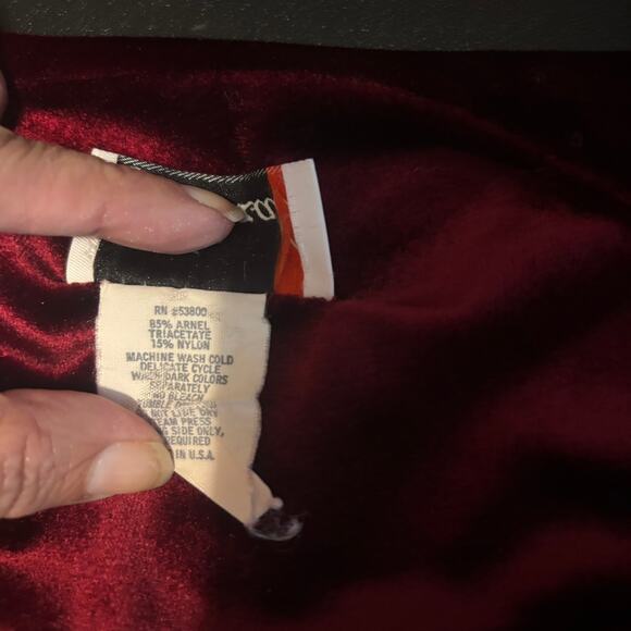 Vtg Women's Sz L Velour 1/2 Zip Robe Housecoat Plaza 9 Long Maroon Lace READ - Picture 7 of 7